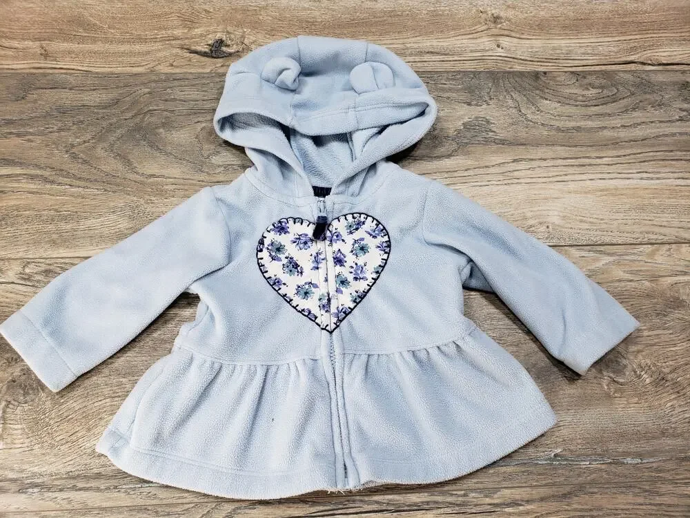 Carters baby girl sweater zip up hoodie heart 3 months